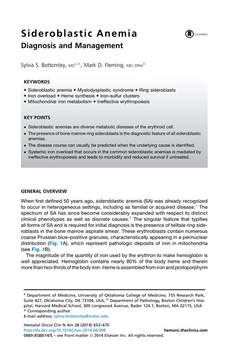 Sideroblastic anemias: Diagnosis and management .